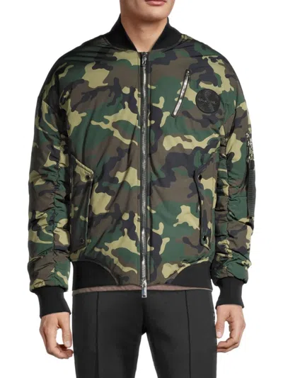 Karl Lagerfeld Men's Camo Zip-up Puffer Jacket In Camouflage