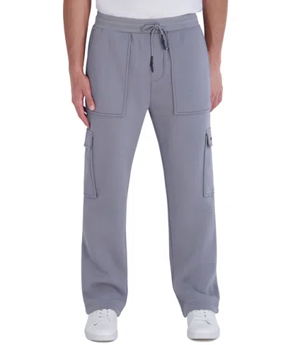 Karl Lagerfeld Men's Cargo Open-bottom Fleece Pants In Gray