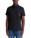 Karl Lagerfeld Paris Short Sleeve Cotton Button-down Shirt In Black