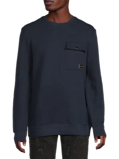 Karl Lagerfeld Men's Chevron Textured Sweatshirt In Navy