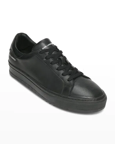 Karl Lagerfeld Men's Classic Leather Low-top Sneakers In Black