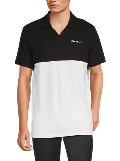 Karl Lagerfeld Men's Colorblock Logo Polo In Black White