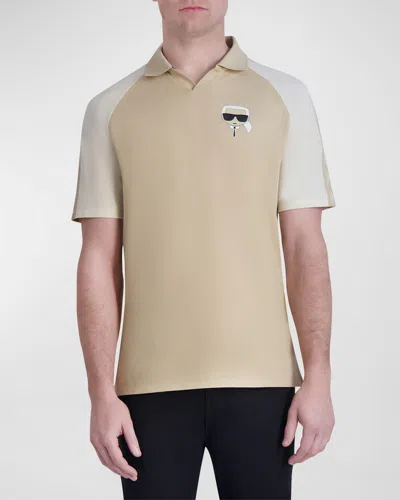 KARL LAGERFELD MEN'S COLORBLOCK POLO SHIRT WITH JOHNNY COLLAR