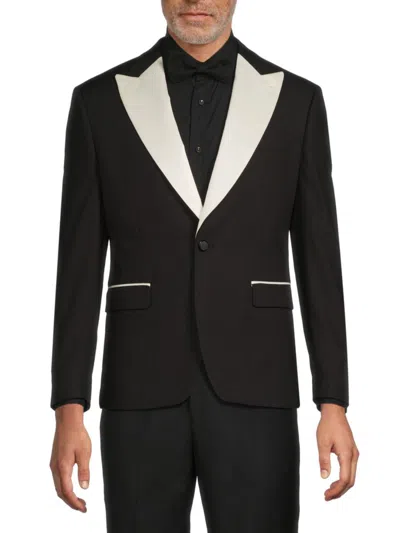 Karl Lagerfeld Men's Contrast-lapel Modern-fit Dinner Jacket In Black
