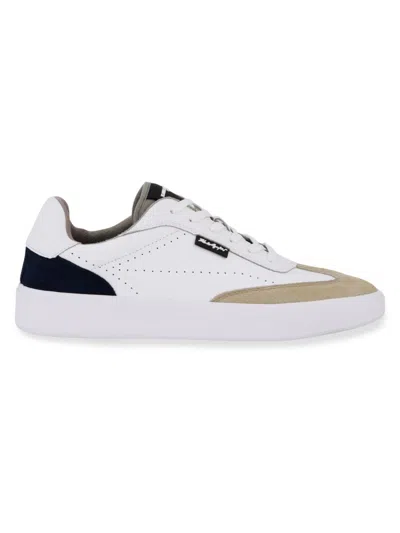 Karl Lagerfeld Men's Contrast Leather Low Top Sneakers In White