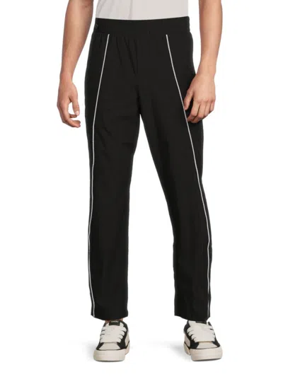 Karl Lagerfeld Men's Contrast Piped Nylon Track Pants In Black