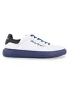 Karl Lagerfeld Men's Low Top Leather Sneakers In White Blue