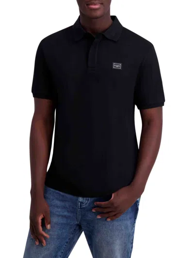 Karl Lagerfeld Men's Cotton Blend Knit Polo In Black
