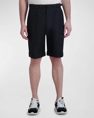Karl Lagerfeld Men's Cuffed Nylon Cargo Shorts In Black