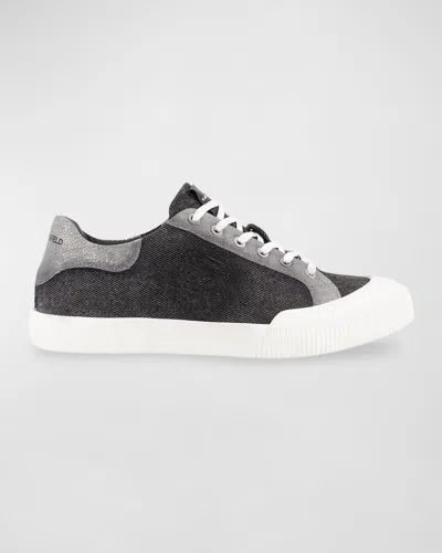 Karl Lagerfeld Men's Denim Side Logo Low-top Sneakers In Black