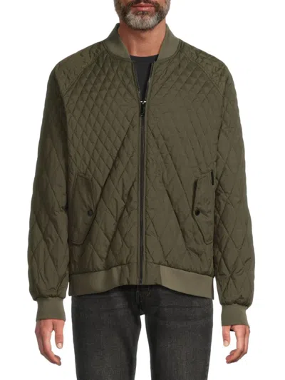 Karl Lagerfeld Men's Diamond Quilted Bomber Jacket In Green