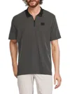 Karl Lagerfeld Men's Dot Print Zip Polo In Black