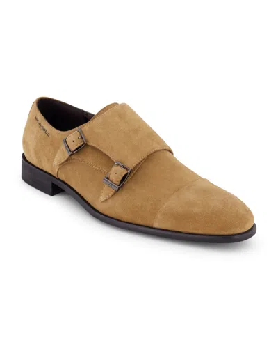Karl Lagerfeld Men's Double Monk Cap Toe Dress Shoe In Taupe