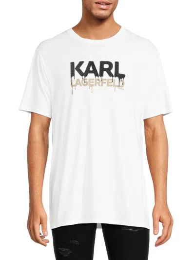 Karl Lagerfeld Men's Drip Logo Graphic Tee In White