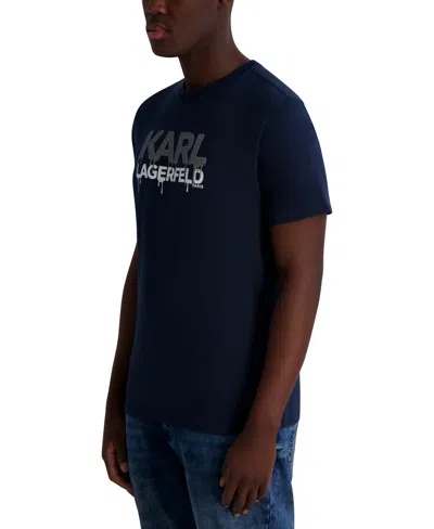 Karl Lagerfeld Men's Dripping Caviar Logo T-shirt In Navy Blazer
