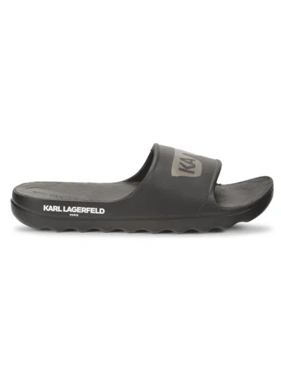 Karl Lagerfeld Men's Embossed Logo Slides In Black