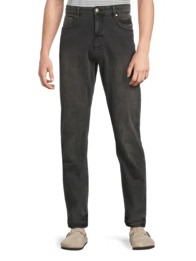 Karl Lagerfeld Men's Embroidered Logo Stretch Denim Slim Straight Jeans