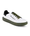 Karl Lagerfeld Paris Embroidered Signature Sneaker In White,green