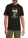 Karl Lagerfeld Men's Faded Karl Character Graphic Cotton T-shirt In Black