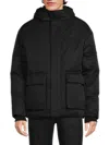 Karl Lagerfeld Men's Faux Fur Lined Hooded Down Jacket In Black