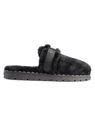 Karl Lagerfeld Men's Faux Fur Lug Mules In Black