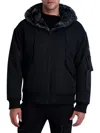 Karl Lagerfeld Men's Reversible Bomber Jacket W/ Faux Fur In Black