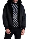 Karl Lagerfeld Men's Reversible Bomber Jacket W/ Faux Fur In Black Grey