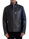 Karl Lagerfeld Men's Faux Leather Biker Jacket In Black