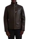 Karl Lagerfeld Men's Faux Leather Biker Jacket In Dark Brown