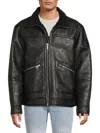 Karl Lagerfeld Men's Faux Leather Down Jacket In Black