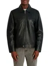 Karl Lagerfeld Collared Leather Jacket In Black