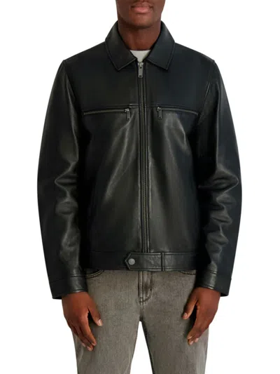 Karl Lagerfeld Men's Faux Leather Jacket In Black