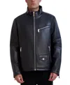 Karl Lagerfeld Men's Faux Leather Biker Jacket In Black