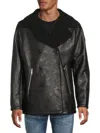 Karl Lagerfeld Men's Faux Leather Zip Up Jacket In Black