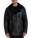 Karl Lagerfeld Men's Faux-shearling Double-breasted Car Coat In Black
