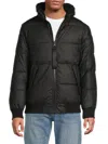 Karl Lagerfeld Men's Faux Shearling Lined Regular Fit Puffer Jacket In Black