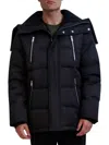 Karl Lagerfeld Men's Faux Shearling Wing Collar Down Jacket In Black