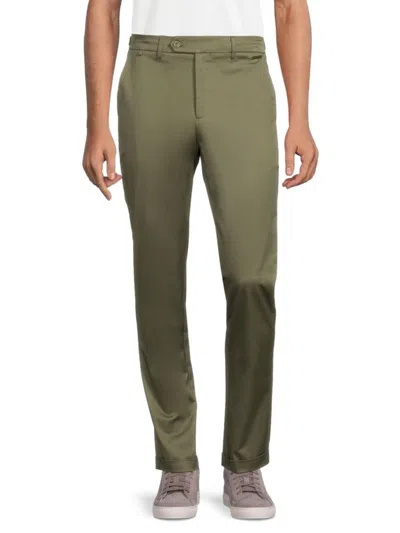 Karl Lagerfeld Men's Flat Front Pants In Olive