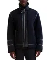 Karl Lagerfeld Men's Fleece Faux-leather Trim Jacket In Black