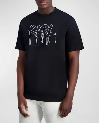 Karl Lagerfeld Men's Fringe Karl Logo T-shirt In Black