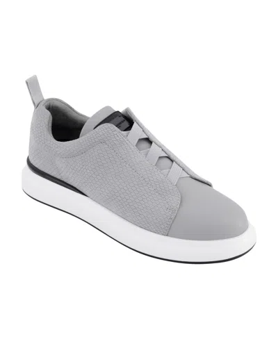 Karl Lagerfeld Men's Front Crossed Reptile Print Slip On Sneakers In Light Gray