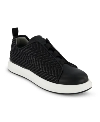 Karl Lagerfeld Men's Front Crossed Slip On Sneakers In Black