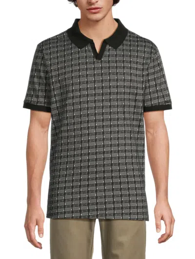 Karl Lagerfeld Men's Geometric Cotton-blend Polo Shirt In Gray