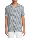 Karl Lagerfeld Men's Geometric Print Camp Shirt In Blue Multi