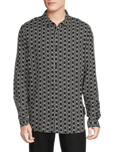 Karl Lagerfeld Men's Geometric Print Shirt In Black White