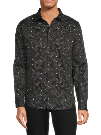 Karl Lagerfeld Men's Geometric Shirt In Black