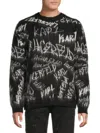 Karl Lagerfeld Men's Graffiti Logo Lettering Sweater In Black