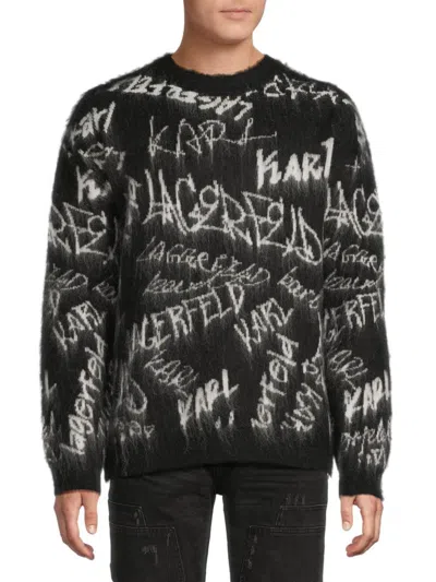 Karl Lagerfeld Men's Graffiti Logo Lettering Sweater In Black