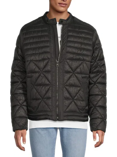 Karl Lagerfeld Men's Graffiti Quilted Nylon Jacket In Black