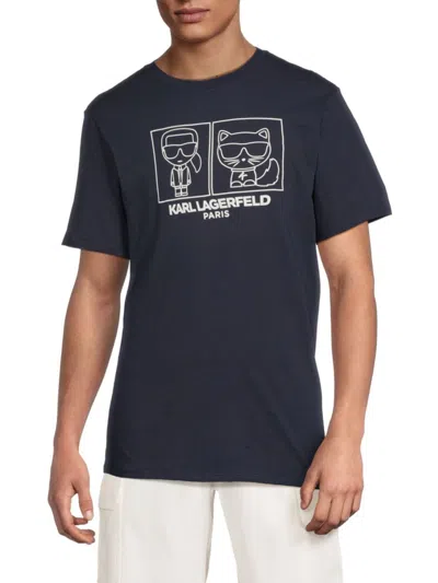 Karl Lagerfeld Men's Graphic Cotton T-shirt In Black